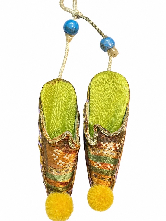 Accessories - Vintage Turkish Slipper Ornaments Miniature Brocade Shoe Pair